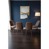Todek Home Nora 4 Adet Sandalye - Nubuk Kumaşlı Sandalye | Modern Ahşap Ayaklı Yemek & Çalışma Sandalyesi | Minimal Tasarım - Açık Kahve