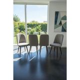Todek Home Nora 4 Adet Sandalye - Nubuk Kumaşlı Sandalye | Modern Ahşap Ayaklı Yemek & Çalışma Sandalyesi | Minimal Tasarım - Krem