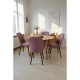 Todek Home Nora 4 Adet Sandalye - Nubuk Kumaşlı Sandalye | Modern Ahşap Ayaklı Yemek & Çalışma Sandalyesi | Minimal Tasarım - Pembe