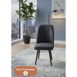 Todek Home Nora 6 Adet Sandalye - Nubuk Kumaşlı Sandalye | Modern Ahşap Ayaklı Yemek & Çalışma Sandalyesi | Minimal Tasarım - Antrasit