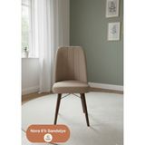 Todek Home Nora 6 Adet Sandalye - Nubuk Kumaşlı Sandalye | Modern Ahşap Ayaklı Yemek & Çalışma Sandalyesi | Minimal Tasarım - Cappuccino