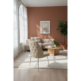Todek Home Safir 4 Adet Metal Ayaklı Sandalye Babyface Kumaş Mutfak Salon Yemek Masası Sandalyesi - Krem