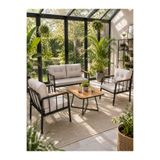 todeka Siena Bahçe Balkon Oturma Grubu - 2+1+1 Takım + Sehpa - Siyah Metal İskelet