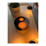 TODEKORA Yin Yang Tealight Mumluk Siyah-Beyaz Çift Yuvalı Dekoratif Mumluk-