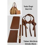 Tods Çanta Kiti Deri Örgü Kiti Taba Renk İpsiz Tokalı Cüzdanlı 4Lü Çanta Seti