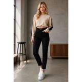 tof jean Ada Kadın Siyah Mom Likralı Jean Kot Pantolon New-1