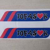 Tofaşk Sticker 2li Takım 11,5x2,5cm Ayna Sticker Tofaş Yazısı - Tofaşk Arması, Etiketi, Çıkartması