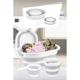 Tofipa Shop 3'lü Set 38 Lt Katlanır Çamaşır Sepeti - Katlanabilir Akordiyon Su Kovası - Katlanır Koçero Maşrapa
