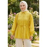 TOFİSA Belden Büzgülü Bağlamalı Gömlek Hardal - 28573-HARDAL