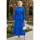 TOFİSA Broşlu Detaylı Etekli Takım Saks - 28624-SAKS