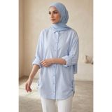 TOFİSA Çizgili Yanları Düğme Detaylı Tunik Bebe Mavi - 1329-BEBE-MAVI