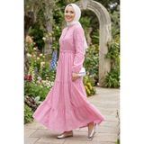 TOFİSA Dantel Detaylı Tünel Kemerli Elbise Pembe - 28542-PEMBE