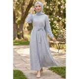 TOFİSA Desenli Elbise Gri - 28602-GRI
