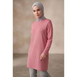 TOFİSA Düz Viskon Uzun Kollu Tunik Pembe - 2109-PEMBE