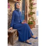 TOFİSA Fermuarlı Sofia Keten Ferace Lacivert - 2125-LACIVERT