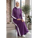 TOFİSA Garnili Kapşonlu Elbise Mor - 2092-MOR