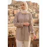 TOFİSA Gizli Düğmeli Çilek Tunik - 1305-BEJ