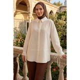 TOFİSA Gizli Düğmeli Çilek Tunik - 1305-BEYAZ