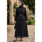 TOFİSA Kemerli Etekli İkili Takım Siyah - 28645-SIYAH