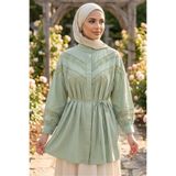 TOFİSA Kol Göğüs Dantel Detaylı Tunik Mint - 28502-MINT