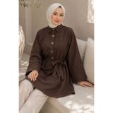 TOFİSA Kuşaklı Tunik Kahve - 2123-KAHVE