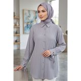 TOFİSA Kuşgözlü Detaylı Tunik Füme - 2103-FUME