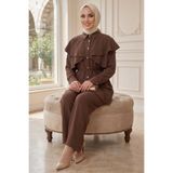TOFİSA Matalize Düğmeli İkili Takım Kahve - 28526-KAHVE