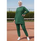 TOFİSA Paça Lastikli İki İplik İkili Takım - 28029-ZUMRUT