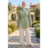 TOFİSA Pile Detaylı Tunik Haki - 28724-HAKI