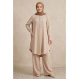 TOFİSA Riz Tunik Pantolon İkili Takım Bej - 2129-BEJ