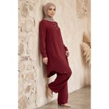 TOFİSA Riz Tunik Pantolon İkili Takım Bordo - 2129-BORDO