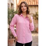 TOFİSA Tek Cepli Müslin Gömlek Pembe - 1334-PEMBE