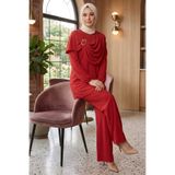 TOFİSA Toka Detaylı Dokuma Viskon İkili Takım - 2093-KIRMIZI
