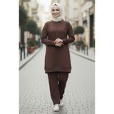 TOFİSA Tunik Pantolon Modal İkİli Takım - 28004-KAHVE