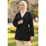 TOFİSA Yandan Bağcık Detaylı Ceket Siyah - 2149-SIYAH