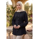 TOFİSA Yanlar Bağcık Detaylı Çilek Tunik - 1307-SIYAH