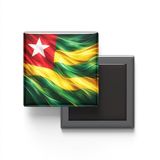 Togo - Abstract Efektli Bayrak - Baskılı Kare Buzdolap Magneti