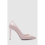 TOGO Bej Hakiki Deri Kadın Stiletto Topuklu Ayakkabı 10 cm [060295]