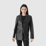 TOGO Kahverengi Hakiki Deri Kadın Blazer Mont [810062] - S