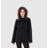 TOGO Kahverengi Hakiki Deri Kadın Blazer Mont [810062] - Siyah Desenli - XL