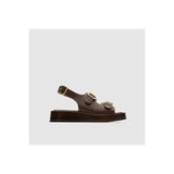 TOGO Koyu Kahve Hakiki Deri Kadın Comfort Sandalet [TG060214]