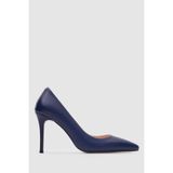TOGO Lacivert Hakiki Deri Kadın Stiletto Ayakkabı [060068] - 13 Pont (8.7 cm) Topuk