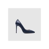 TOGO Lacivert Hakiki Deri Kadın Stiletto Topuklu Ayakkabı 10 cm [060295]