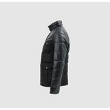 TOGO Siyah Hakiki Deri Erkek Şişme Mont [810017] - XL