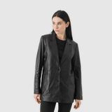 TOGO Siyah Hakiki Deri Kadın Blazer Mont [810062]