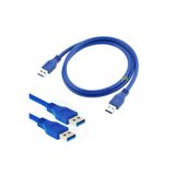 Tograt Usb 3.0 Erkek Erkek Kablo Mavi - Iki Ucu Erkek Usb Kablo - 3 Mt