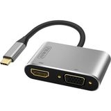 Tograt USB 3.1 Type-C To 4K@30Hz HDMI + VGA 1080P Çevirici Dönüştürücü Kablo - Macbbok Uyumlu - Siyah