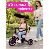 Toha 4in1 Çocuk Bisikleti -Tenteli Ebeveyn Kontrolu-Denge Bisikleti-3 Teker & 2 Teker Bisiklet - Pembe