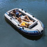 Toha Intex Şişme Bot 4 Kişilik - Excursion 4 Kürekli & Pompalı Şişme Tekne Seti 500 kg Motor Uyumlu