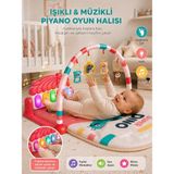 Toha Piyanolu Oyun Halısı Sevimli Dinozor Tasarımlı Işıklı Müzikli Aktivite Halısı Bebek Oyun Matı 56X73X47 cm Eğitici Oyuncak - Pembe
